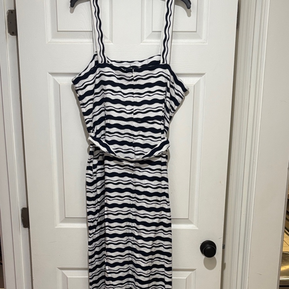 Ann Taylor Black and White Wavy Stripe Midi Dress - Picture 5 of 6